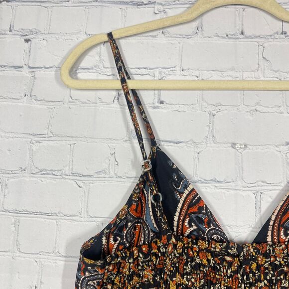 Coline Dress Women L/XL Brown Below Knee Floral Patchwork Bohemian Prairie Beach - Picture 11 of 15